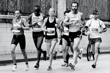 group of people running